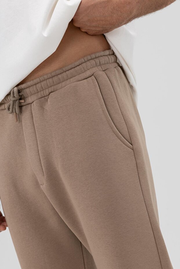 Basic Paça Lastikli Eşofman Alt Vizon - 3