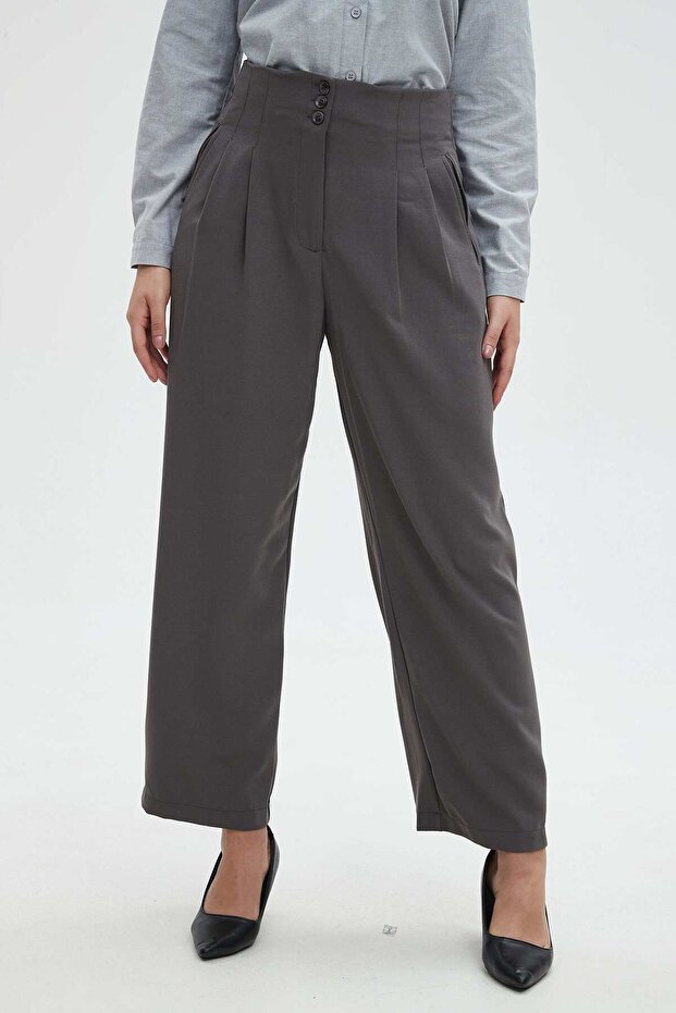 بنطلون واسع الساق سادة - 1