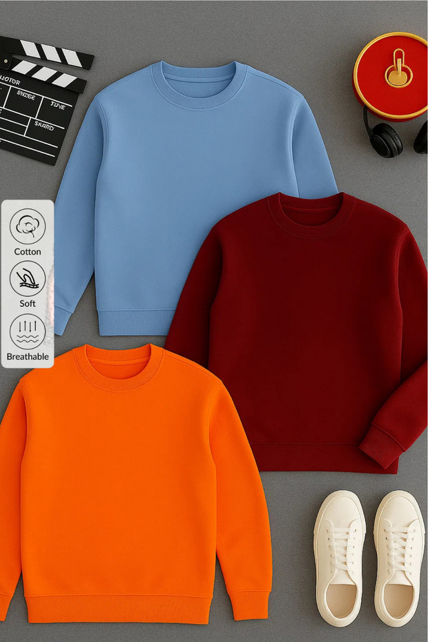 Men's Long Sleeve Winter Loose 3-Piece Sweatshirt