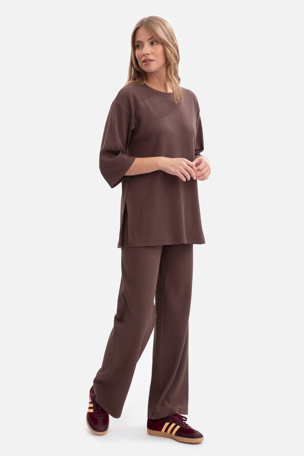 Oversized ribbed knit blouse - 5