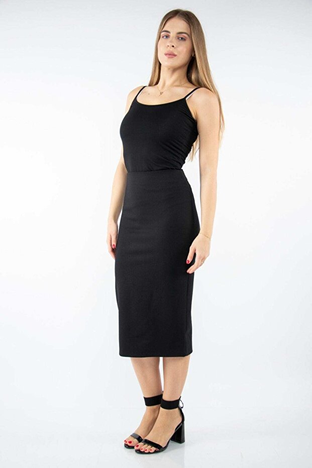 Solid Knitted Midi Skirt - 5