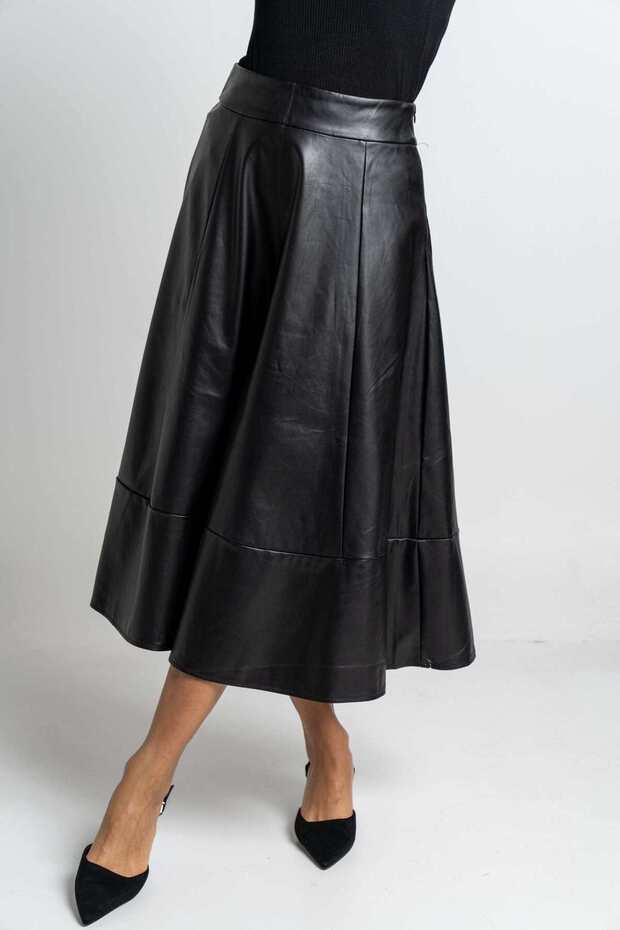 Solid Midi Skirt - 1