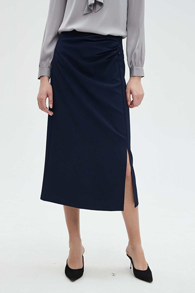 تنورة ميدي سادة بفتحة جانبية - 3