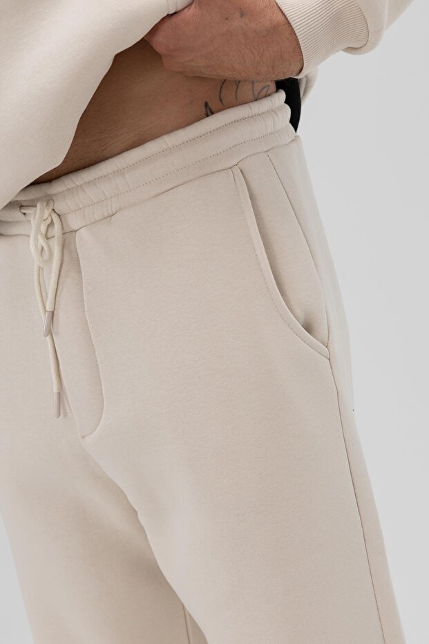 Basic Paça Lastikli Eşofman Alt Taş - 2