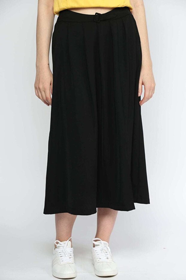 تنورة متوسطة الطول سادة بخصر عالٍ - 1