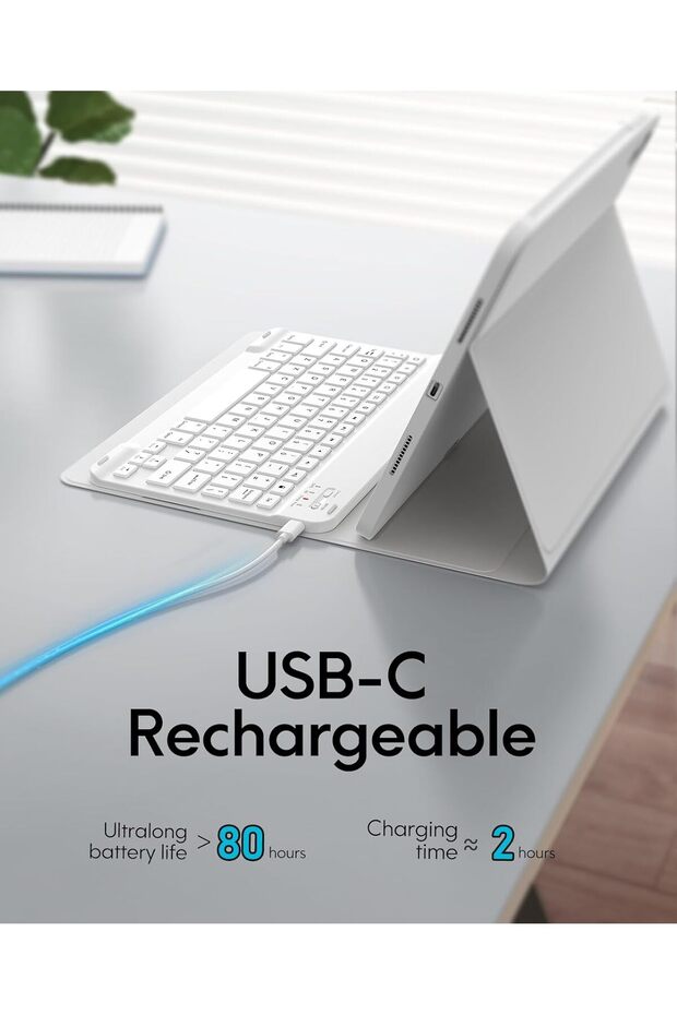 for iPad Air 5th/4th Generation Case with Keyboard, Rechargeable Wireless Keyboard Case for - 4