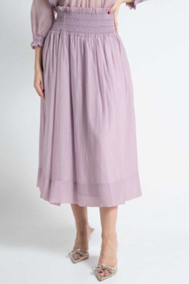 تنورة ميدي سادة مكشكشة - 1