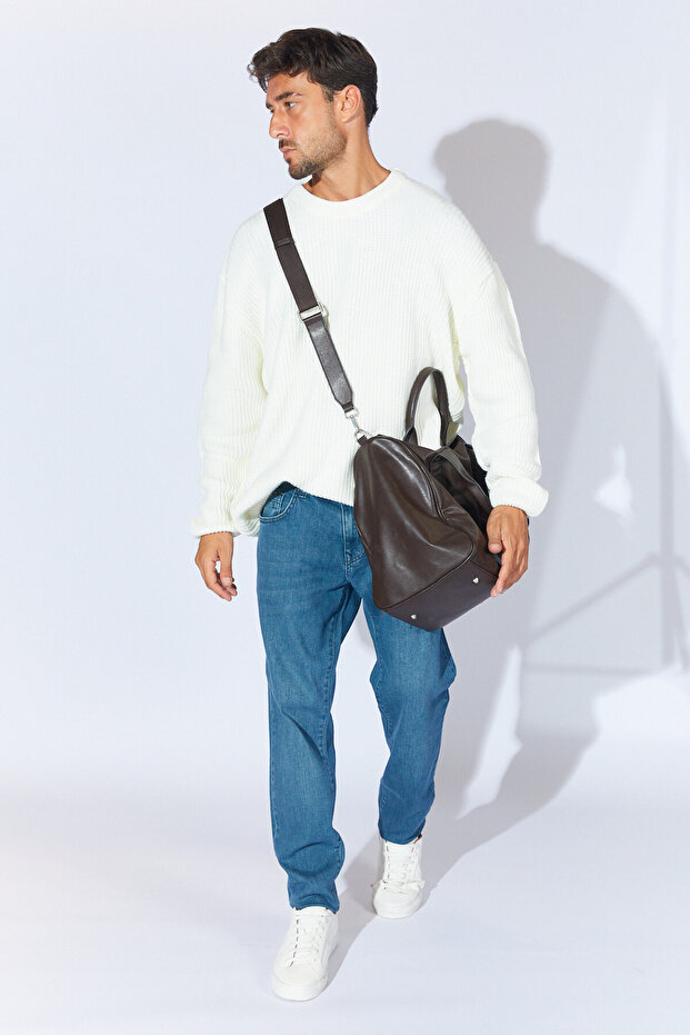 Bisiklet Yaka Oversize Basic Kazak - Ekru | MEW515256-01 - 4