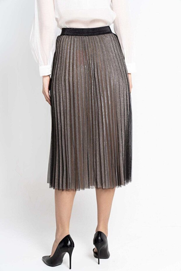 تنورة ميدي مطوية سادة - 2