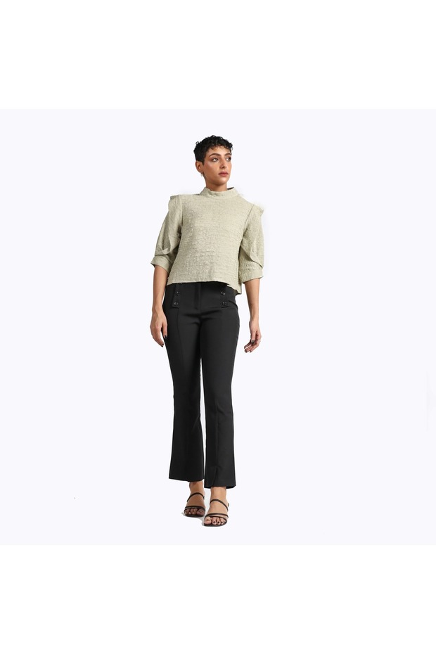 Classic Side-Button Long Pants - 1