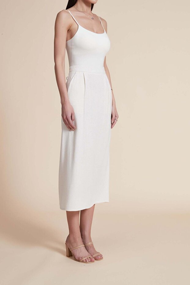 Solid Midi Skirt - 6