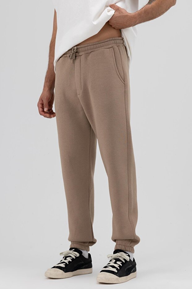 Basic Paça Lastikli Eşofman Alt Vizon - 2