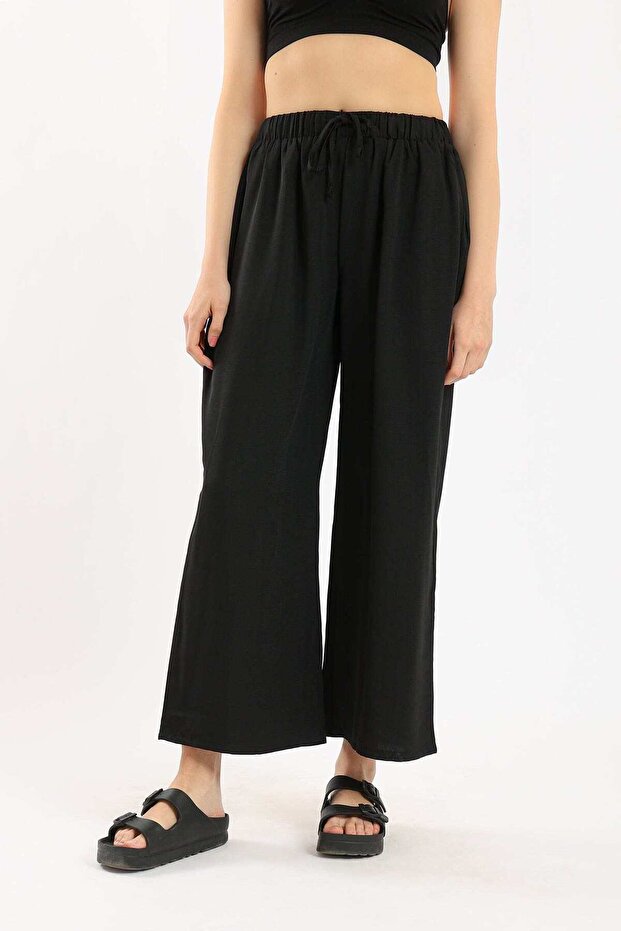 بنطلون واسع الساق سادة - 1