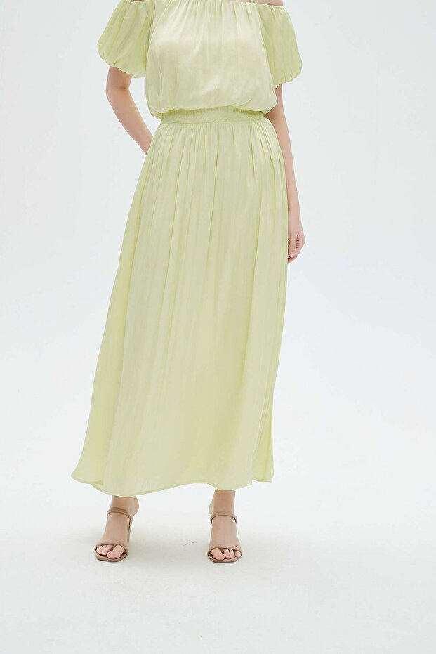 تنورة ماكسي سادة مكشكشة - 1