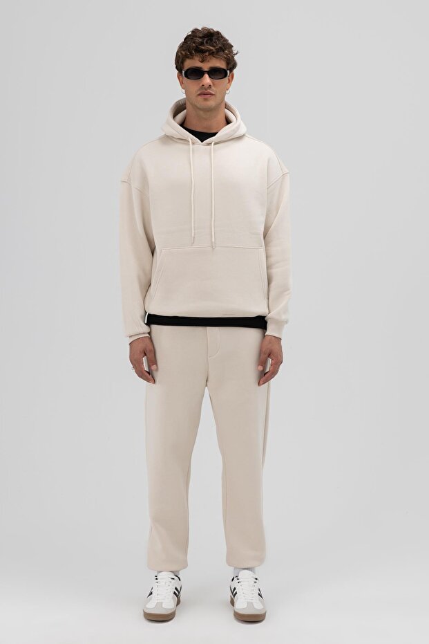 Basic Paça Lastikli Eşofman Alt Taş - 5