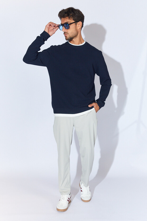 Crew Neck Basic Sweater - Navy Blue | Mew515290-01 - 7