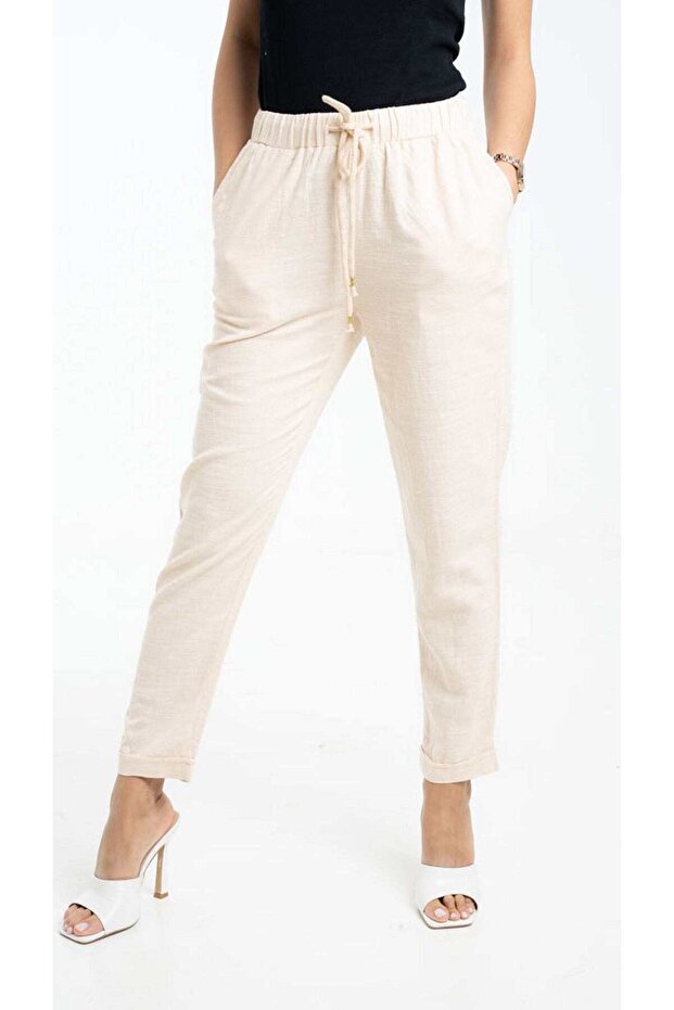 Solid Long Pants with Drawstring - 1