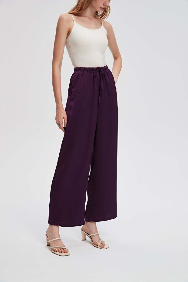 بنطال واسع الساق برباط - 3