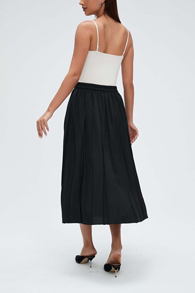 تنورة ميدي مطوية سادة - 5