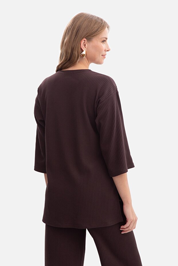 Oversized ribbed knit blouse - 3