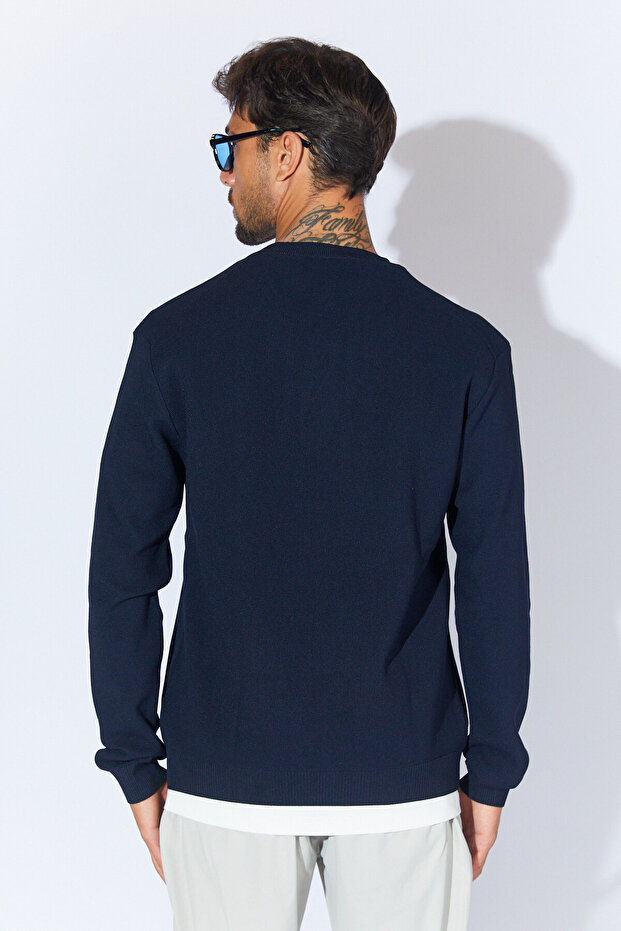 Crew Neck Basic Sweater - Navy Blue | Mew515290-01 - 5