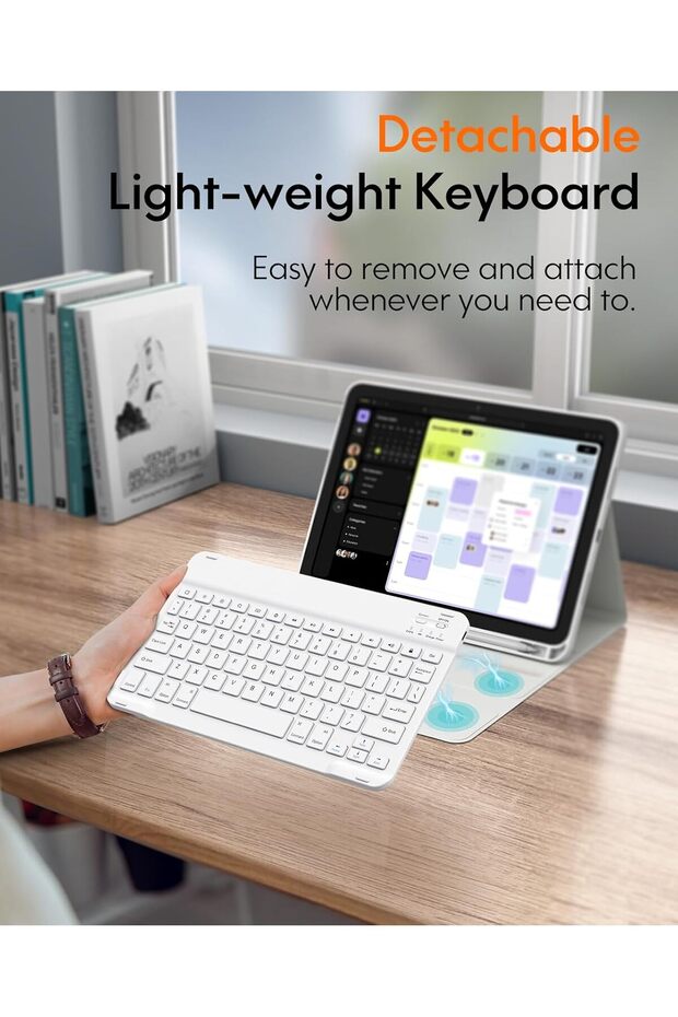 for iPad Air 5th/4th Generation Case with Keyboard, Rechargeable Wireless Keyboard Case for - 3
