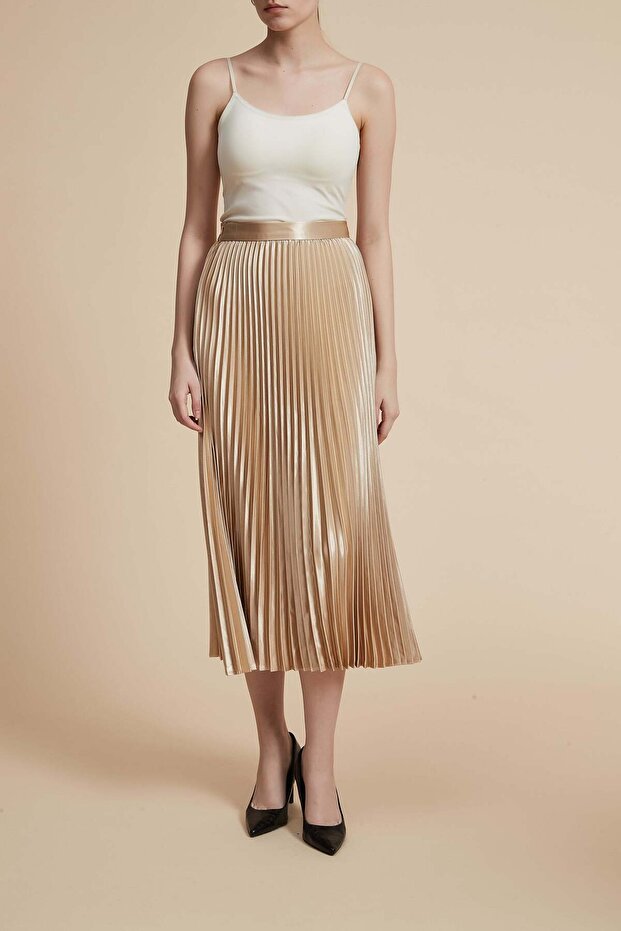 تنورة ميدي مطوية سادة - 4