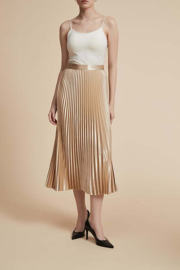 تنورة ميدي مطوية سادة - 6