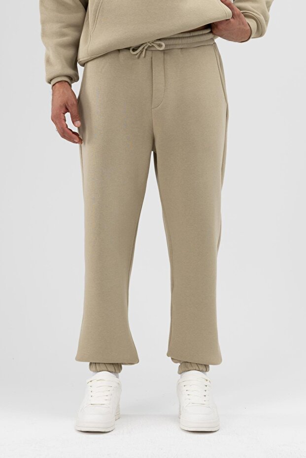 Basic Paça Lastikli Eşofman Alt Haki - 1