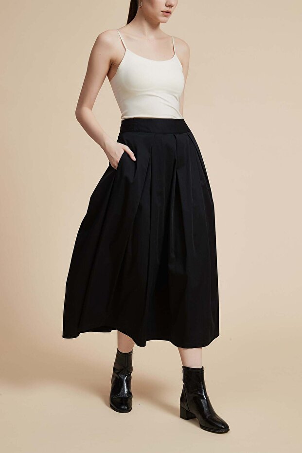 تنورة ميدي واسعة الساق - 1