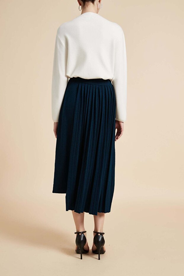 تنورة ميدي مطوية سادة - 5