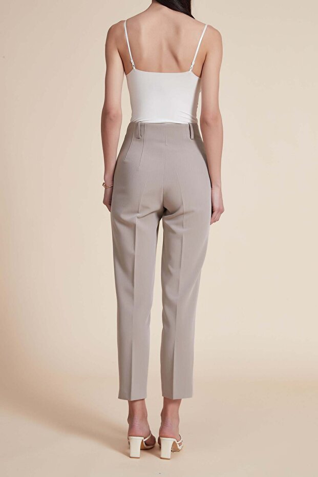 Solid Midi Pants with Front Slit - 3