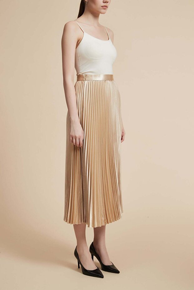 تنورة ميدي مطوية سادة - 2