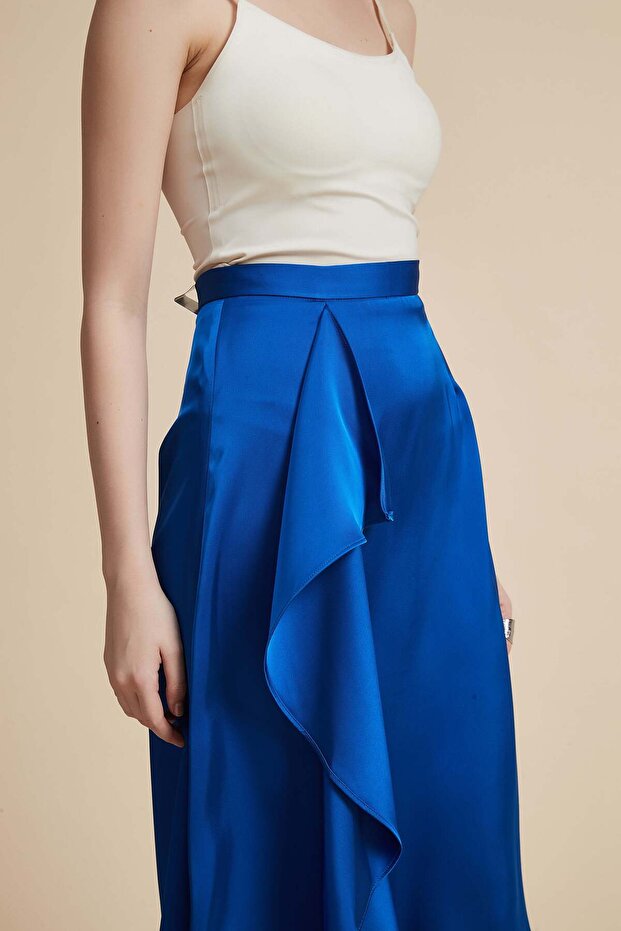 Solid Ruffle Knee-Length Skirt - 7