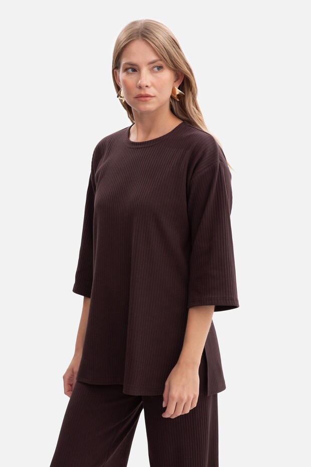 Oversized ribbed knit blouse - 2