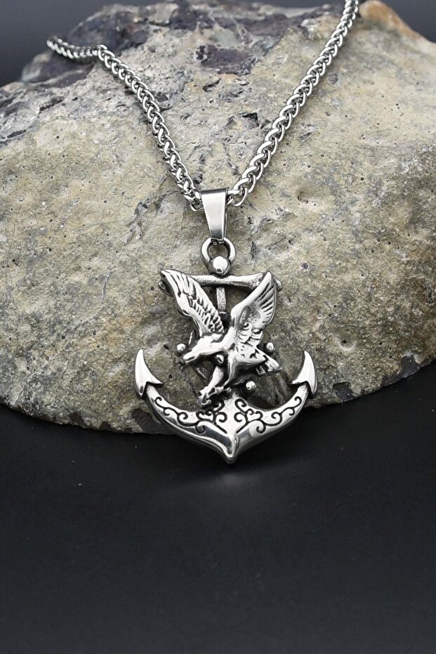Anchor Rudder and Eagle Figured Necklace Stainless Steel Chain 902289
