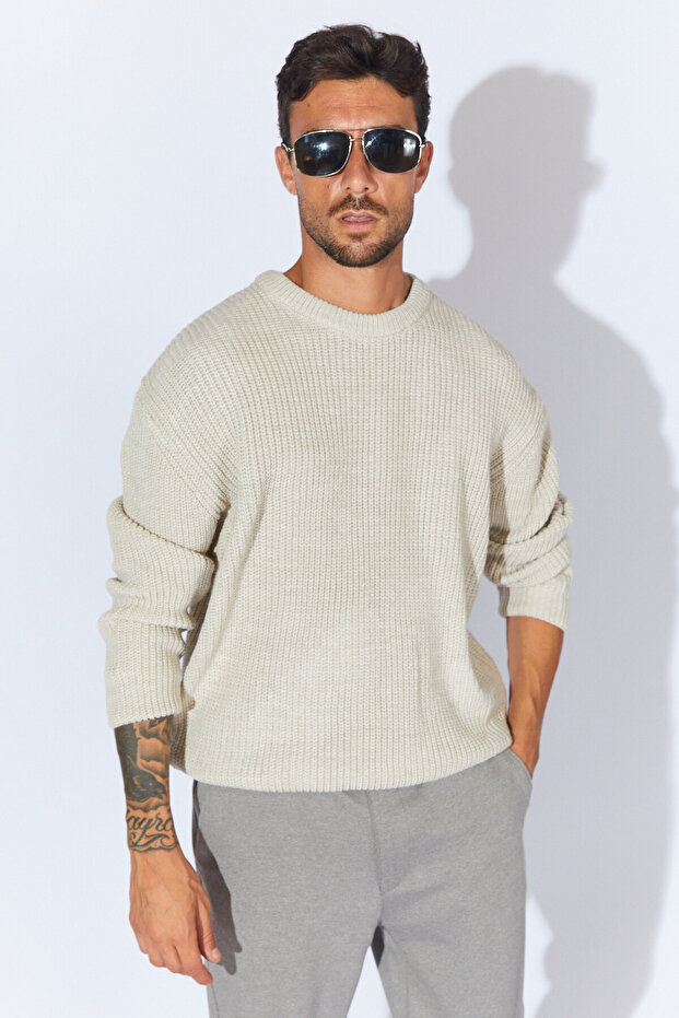 Bisiklet Yaka Oversize Basic Kazak - Taş | MEW515256-01 - 7