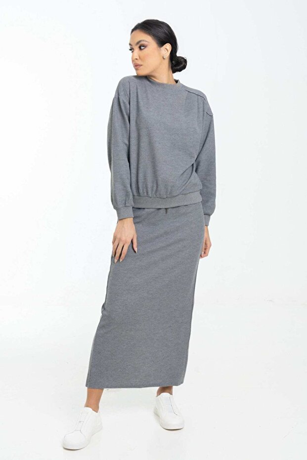 تنورة ماكسي سادة عالية الخصر - 1