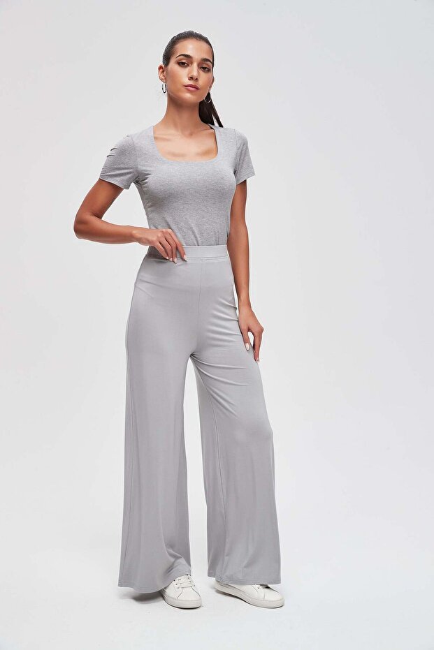 بنطلون واسع الساق سادة - 1