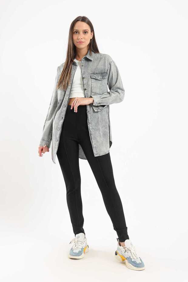 بنطال ضيق سادة بخصر عالٍ - 5