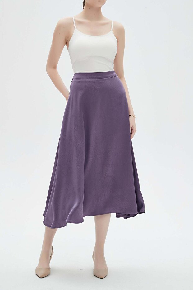 Solid Midi Skirt with Ruffles - 2