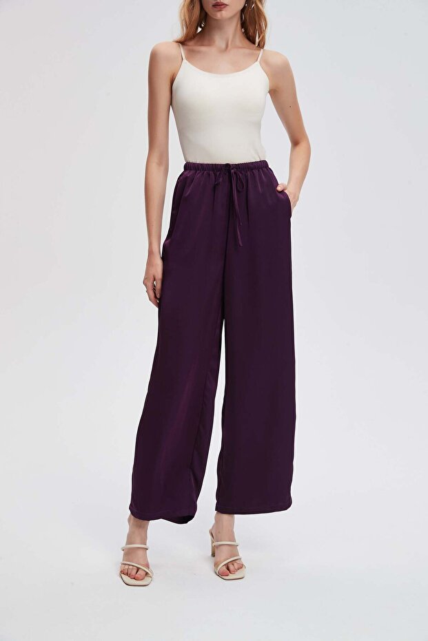 بنطال واسع الساق برباط - 5