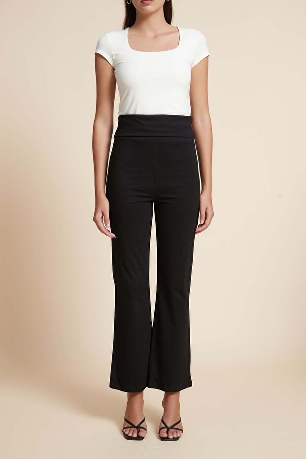 بنطلون سادة واسع الساق - 2