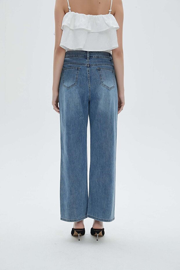 Solid Wide-Leg Pants with Pockets - 3