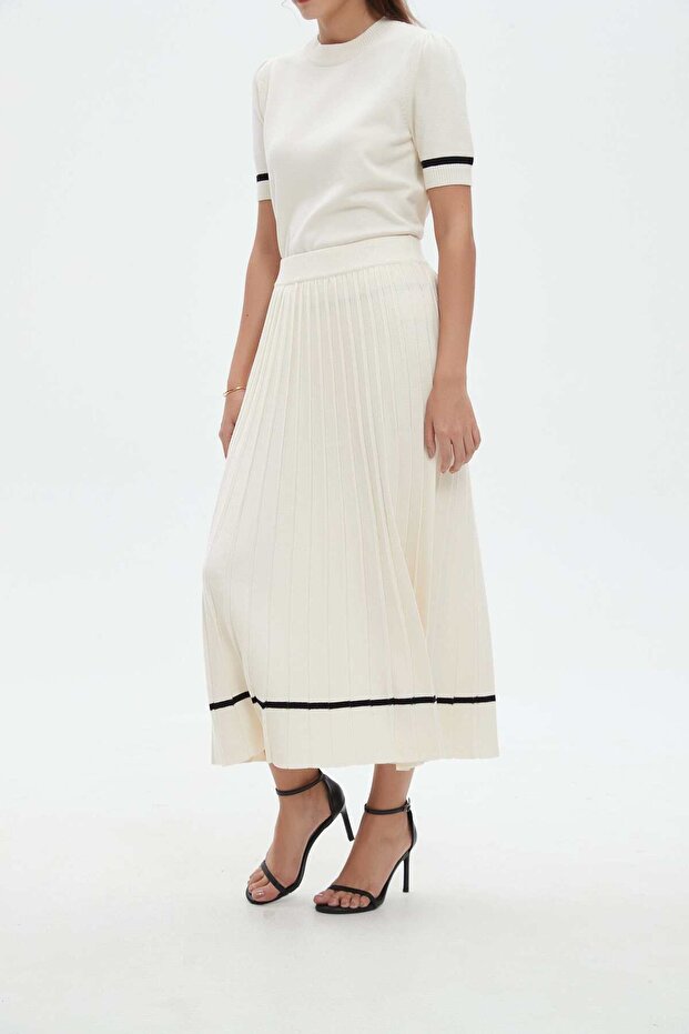 Ribbed Solid Midi Skirt - 5