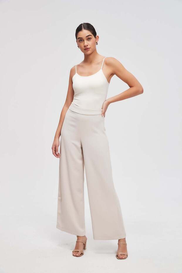 بنطلون واسع الساق سادة - 1