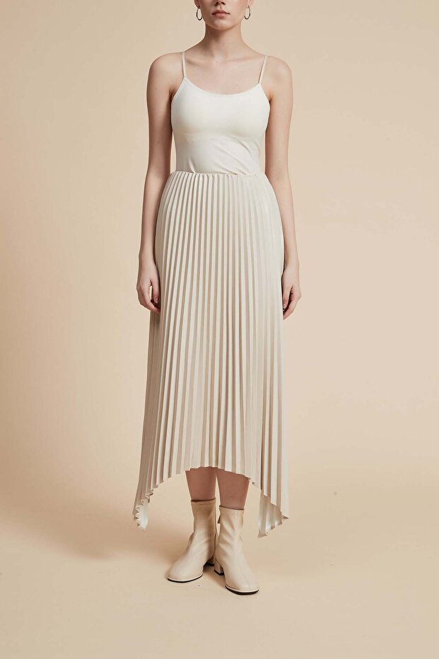 Solid Pleated Midi Skirt - 7