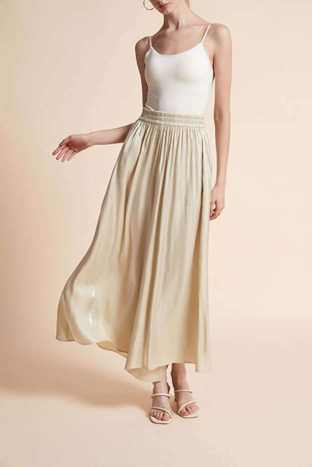 تنورة واسعة سادة مع جيوب - 7