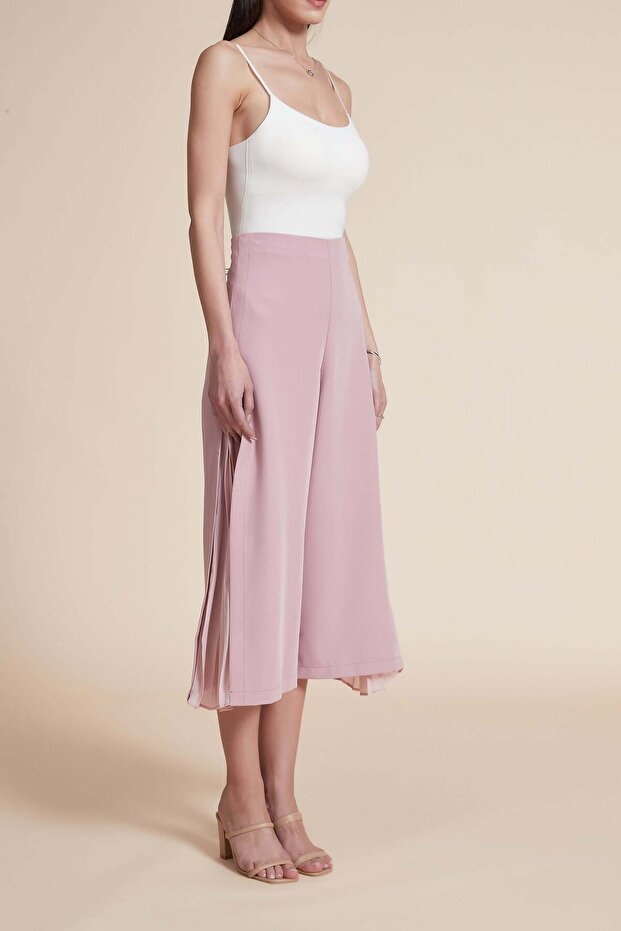 بنطلون ميدي سادة واسع الساق - 5