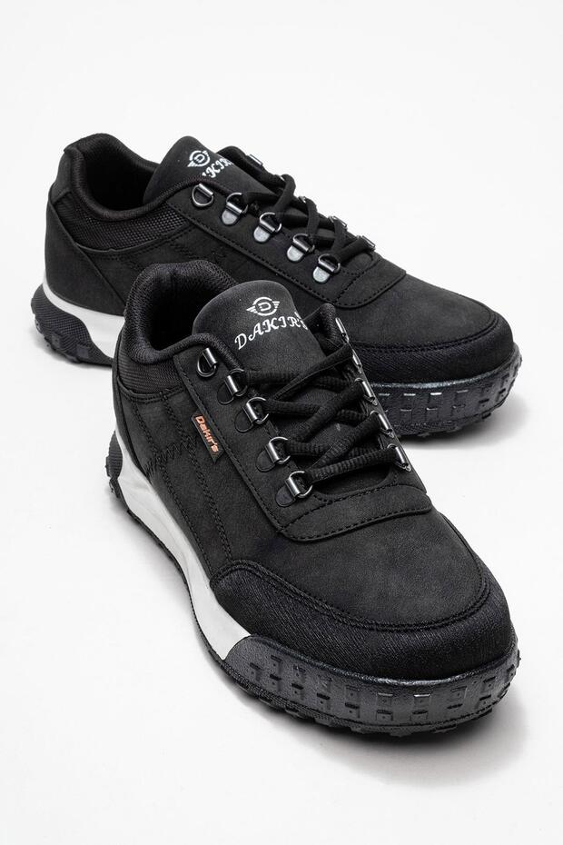 Men's Lace-Up Sneakers; Black White